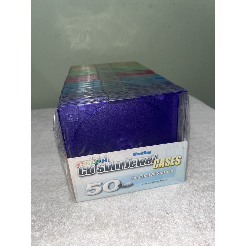 Colored Meritline Slim CD Jewel Case 50 UNITS NEW SHRINK WRAPPED. - Picture 2 of 6